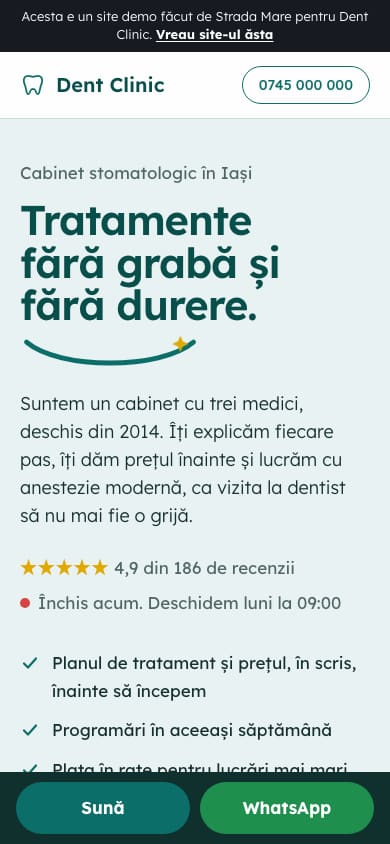 Același site, pe telefon
