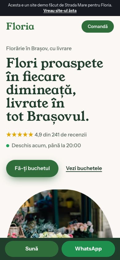 Același site, pe telefon