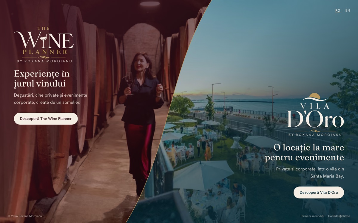 Prima pagină a site-ului Roxana Moroianu